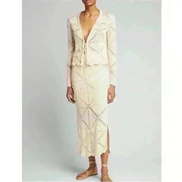 Rebecca Taylor crochet top and skirt set in pink cotton - Picture 11 of 12